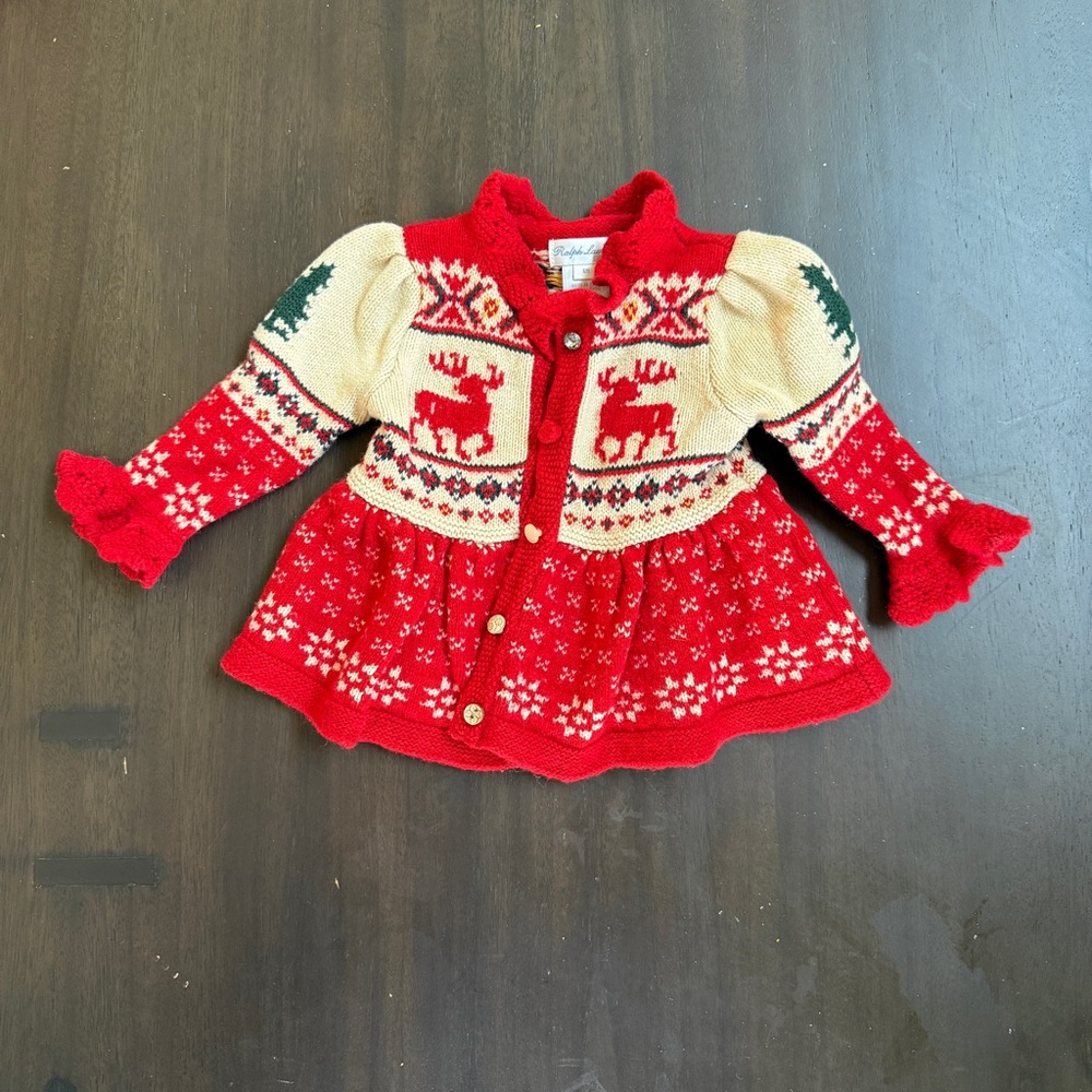 Baby Girl Vintage Ralph Lauren Holiday Cardigan